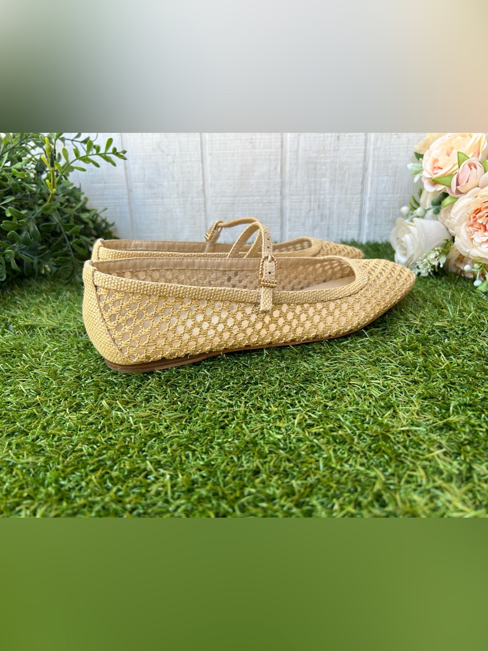 DOLCE VITA Reyes Woven Mary Jane Flats in Tan Light Natural woven raffia Sz 7 - Picture 9 of 16